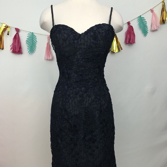 Terani Couture Dresses & Skirts - Terani Couture  Crochet Navy Blue Dress sz-8